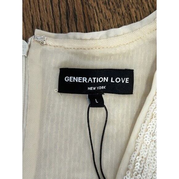 Generation Love Allegra Sequin Romper Faux Wrap Ruched Sleeve Surplice Shell L - Picture 8 of 11